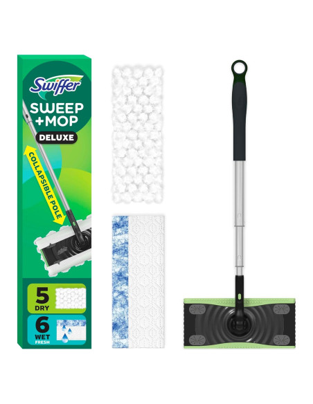 Swiffer Deluxe Kit 2-en-1 para Barrer y Trapear Pisos