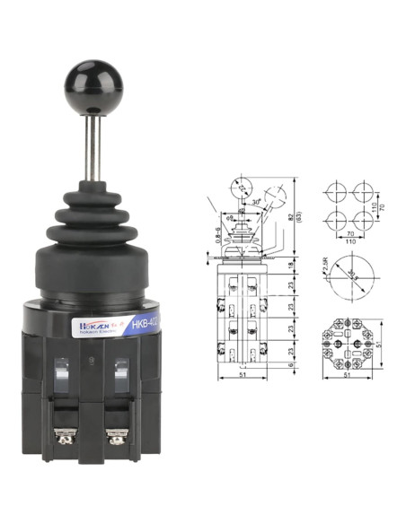 Interruptor Joystick Momentáneo 4 Posiciones CS-402 30mm