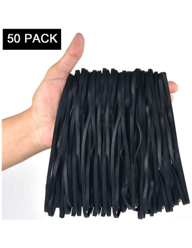 Bandas de Goma Grandes Negras AMUU 50 Piezas 20 cm
