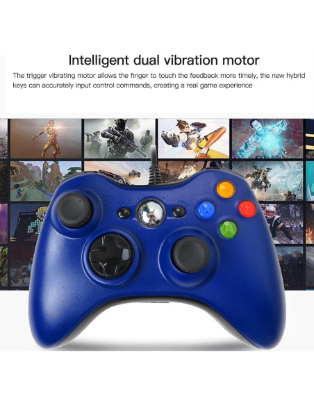 Gamepad USB con Cable USonline911 para Xbox 360 Azul