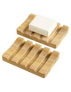 Soporte de Jabón de Bambú AmazerBath - 2 Platos Rectangulares