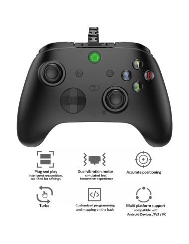 Controlador con cable Ceozon para PC y PS3, USB 2.5m