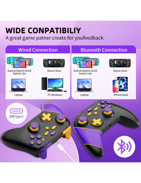 Controlador TOOMU Pro para Nintendo Switch con Turbo y Giroscopio