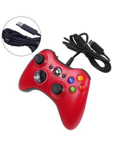 Controlador USB con cable USonline911 para Xbox 360 Rojo
