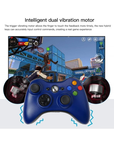 Gamepad USB con Cable USonline911 Doble Vibración Azul