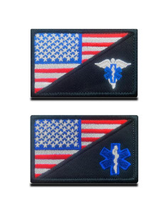 Juego de 2 Parches Bordados EMT EMS Zcketo 8x5cm Velcro