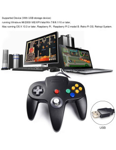 Controlador USB Suily N64 para PC y Raspberry Pi 1.8m 2
