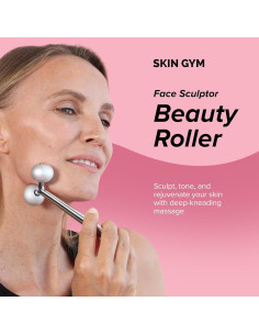 Rodillo Facial SKIN GYM, Masajeador Acero Inoxidable 13.7cm 2