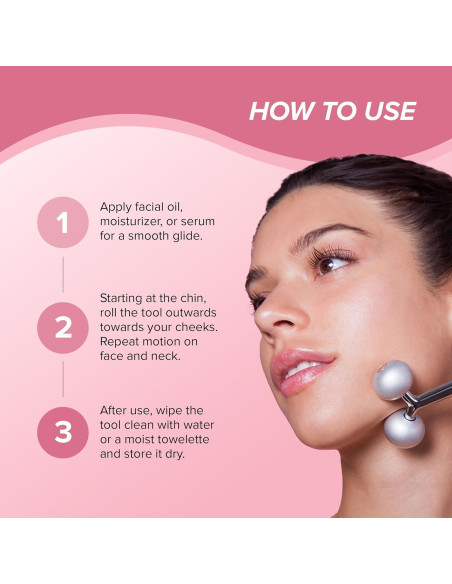 Rodillo Facial SKIN GYM, Masajeador Acero Inoxidable 13.7cm