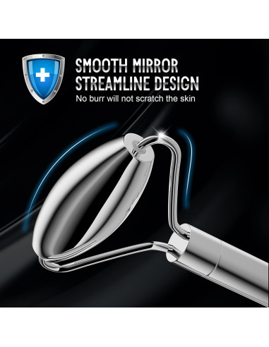 Set Rodillo Facial y Gua Sha Acero Inoxidable SSGP