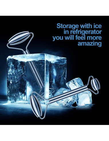 Set Rodillo Facial y Gua Sha Acero Inoxidable SSGP