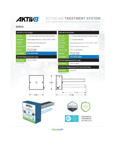 Sistema de Tratamiento de Aire Fresh-Aire UV AKTIV8 2 Años