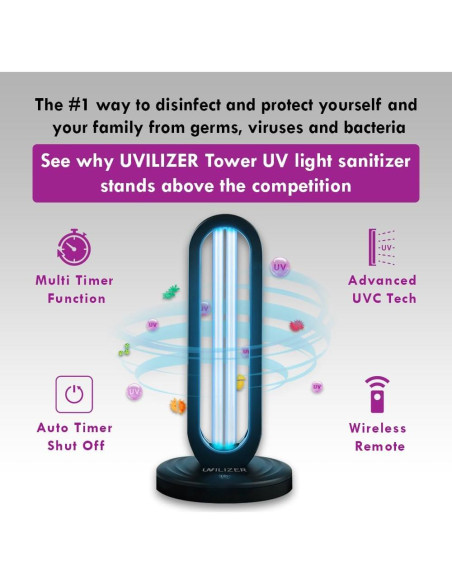 Torre Desinfectante UVILIZER 38W con Control Remoto - UVC