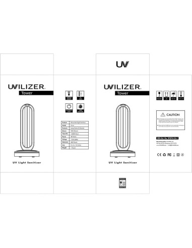 Torre Desinfectante UVILIZER 38W con Control Remoto - UVC