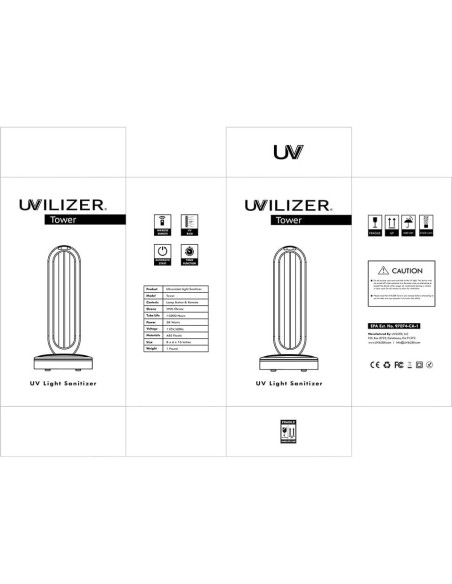 Torre Desinfectante UVILIZER 38W con Control Remoto - UVC
