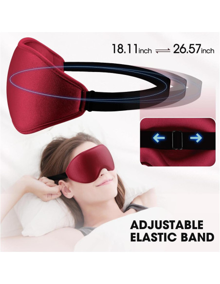 Máscara de Sueño Cverny 3D Bloqueo Luz Ajustable Rojo