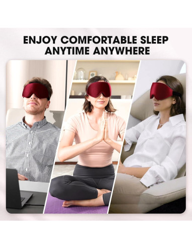 Máscara de Sueño Cverny 3D Bloqueo Luz Ajustable Rojo