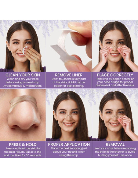 Tiras Nasales Massner Lavanda 100 Unidades Alivio Ronquidos