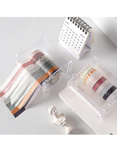 2 Soportes de Cinta Washi Dreamty con Dispensador Transparente