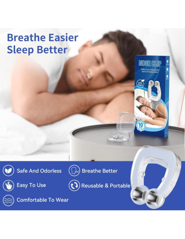Clip Nasal Anti Ronquidos Anngola - 10 Paquetes Efectivos