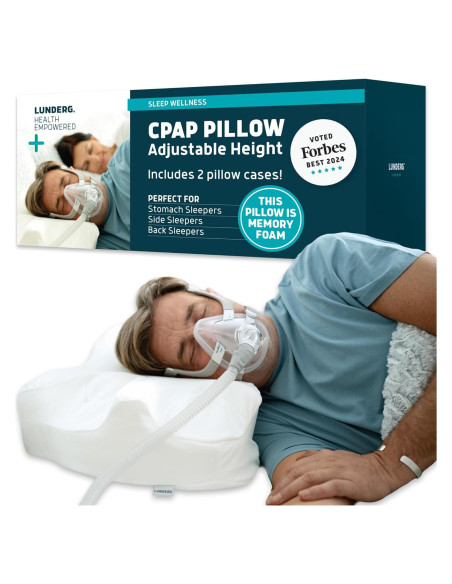 Almohada CPAP Lunderg Ajustable con 2 Fundas - Espuma Viscoelástica