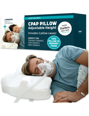 Almohada CPAP Lunderg Ajustable con 2 Fundas - Espuma Viscoelástica