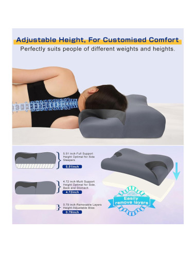 Almohada CPAP IKSTAR 5.0 Ajustable para Durmientes Lado