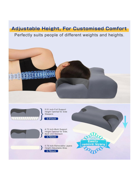 Almohada CPAP IKSTAR 5.0 Ajustable para Durmientes Lado