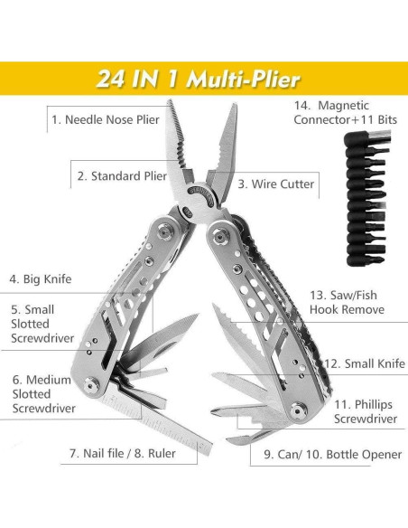 Alicate Multiherramienta Sirius Survival 24 en 1 Acero Inoxidable