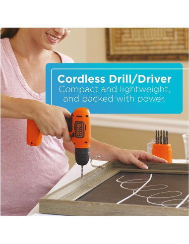 Taladro Inalámbrico BLACK+DECKER 8V MAX + 54 Herramientas