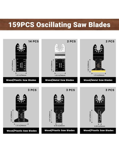 Juego de 159 Piezas Hoja de Sierra Oscilante PETOX