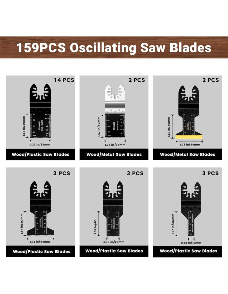 Juego de 159 Piezas Hoja de Sierra Oscilante PETOX
