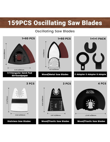 Juego de 159 Piezas Hoja de Sierra Oscilante PETOX