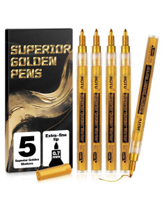 Marcadores de Pintura Acrílica Dorada HOTU - 5 Unidades 0.7mm