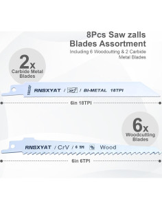 Juego de 8 Cuchillas de Sierra Recíproca RNSXYAT para Madera y Metal 2
