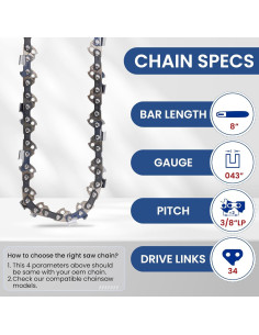 Paquete de 2 cadenas de sierra R34 20 cm 34 eslabones 2