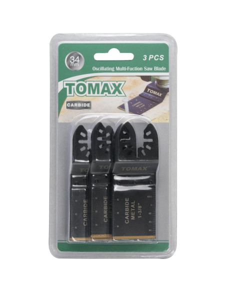 3 Hojas de Sierra Oscilante TOMAX Carburo 34mm
