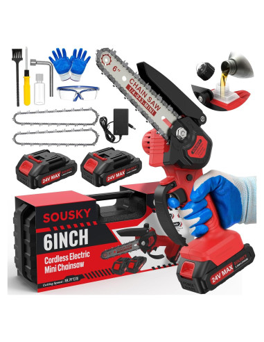 Mini Motosierra SOUSKY 6" Inalámbrica 24V 2000mAh