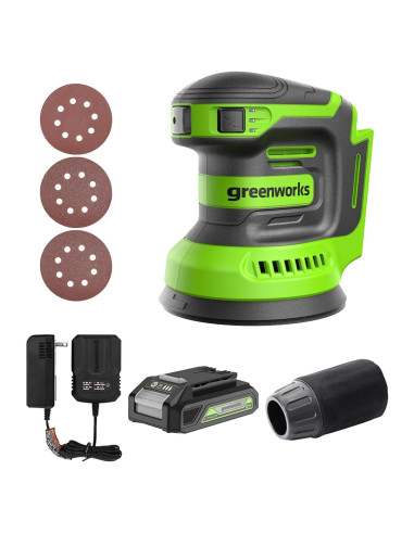 Lijadora Orbital Greenworks 24V 5" Inalámbrica con Batería