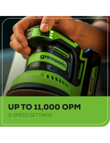 Lijadora Orbital Greenworks 24V 5" Inalámbrica con Batería