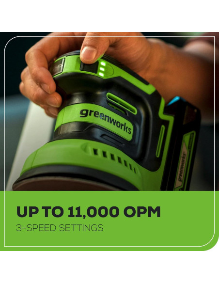 Lijadora Orbital Greenworks 24V 5" Inalámbrica con Batería