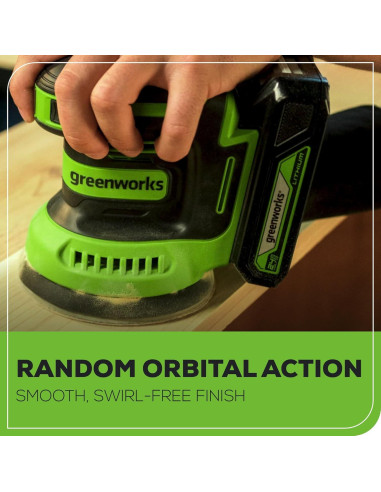 Lijadora Orbital Greenworks 24V 5" Inalámbrica con Batería