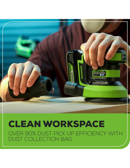Lijadora Orbital Greenworks 24V 5" Inalámbrica con Batería