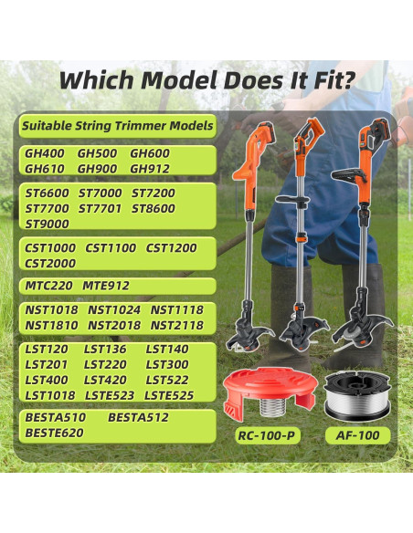 7 Carretes AF-100 Black and Decker + Tapa RC-100-P