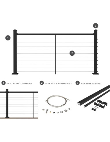 Kit Riel Superior Aluminio Deckorators 182 cm Negro Texturizado
