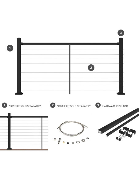 Kit Riel Superior Aluminio Deckorators 182 cm Negro Texturizado