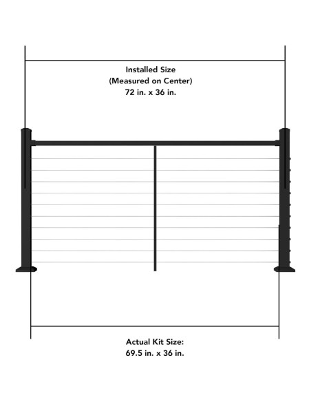 Kit Riel Superior Aluminio Deckorators 182 cm Negro Texturizado