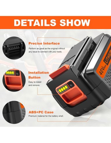 Batería de Litio 40V LBX2040 y Cargador Black and Decker