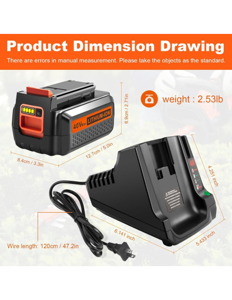 Batería de Litio 40V LBX2040 y Cargador Black and Decker