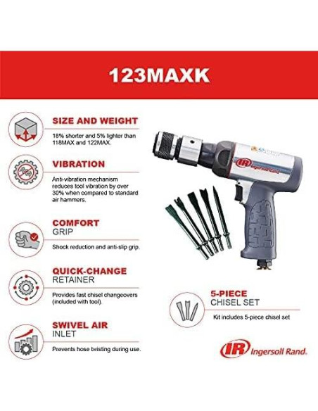 Martillo Neumático Ingersoll Rand 123MAXK 3,530 BPM 5 Cinceles